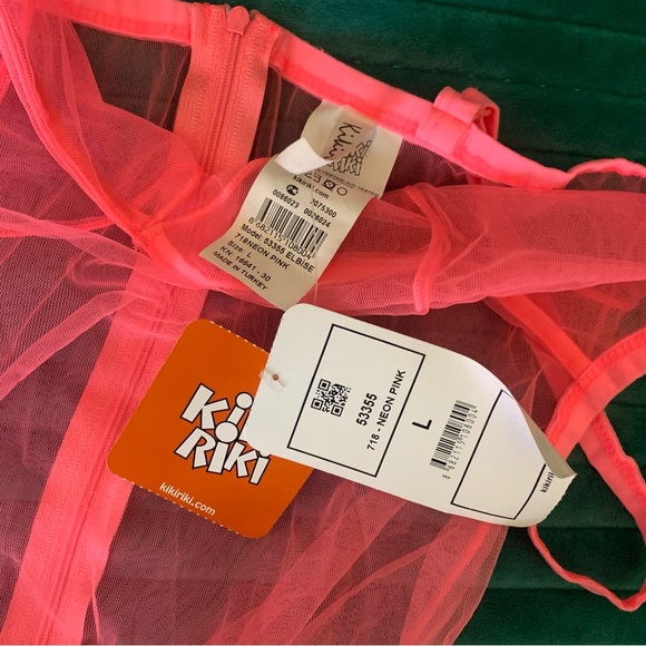 NWT Kiki Riki Neon Pink Transparent Tulle Dress LARGE - Picture 3 of 3